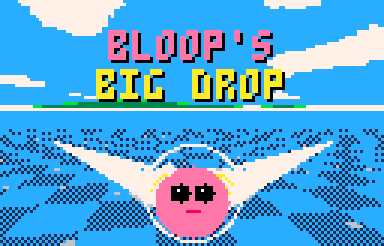 Bloop's Big Drop: a pink jelly blob in a bubble, with wings